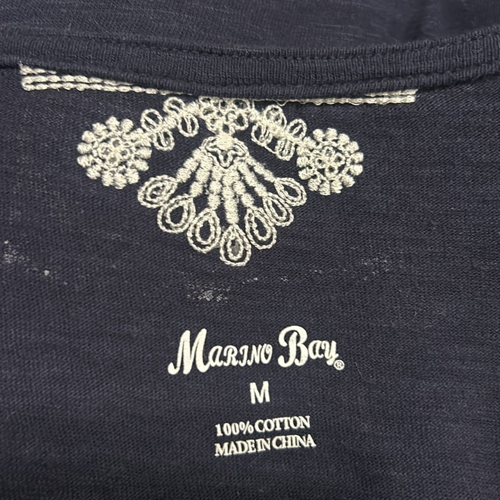 Marino Bay Women’s Cotton Sleeveless Embroidered Button Front Shirt Size Medium - Picture 7 of 7